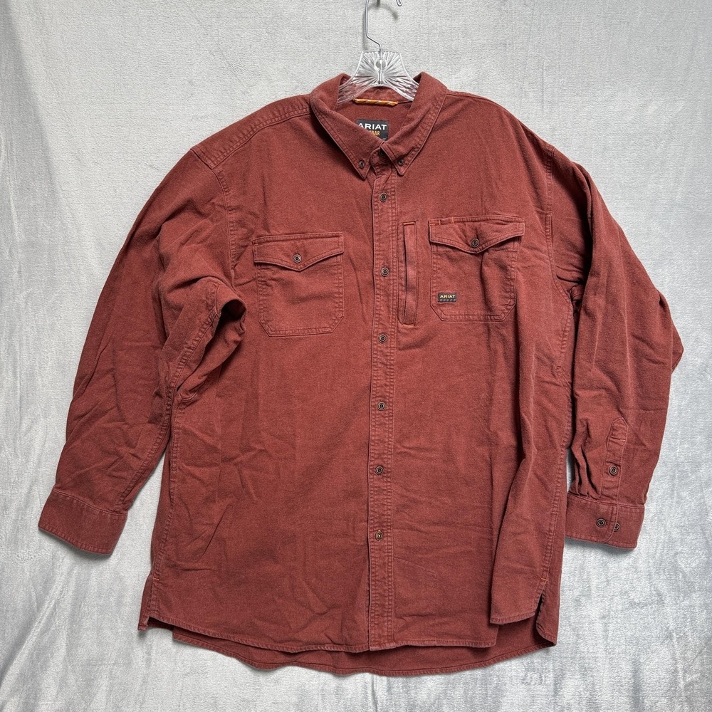 Ariat Shacket Shirt 2XL Brown Twill Heavyweight Long Sleeve Button Up Workwear